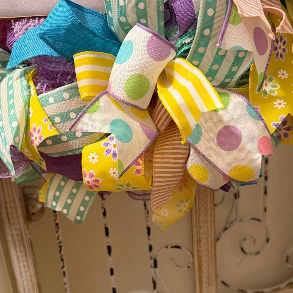 Easter Polka Dot Ribbon Wreath
